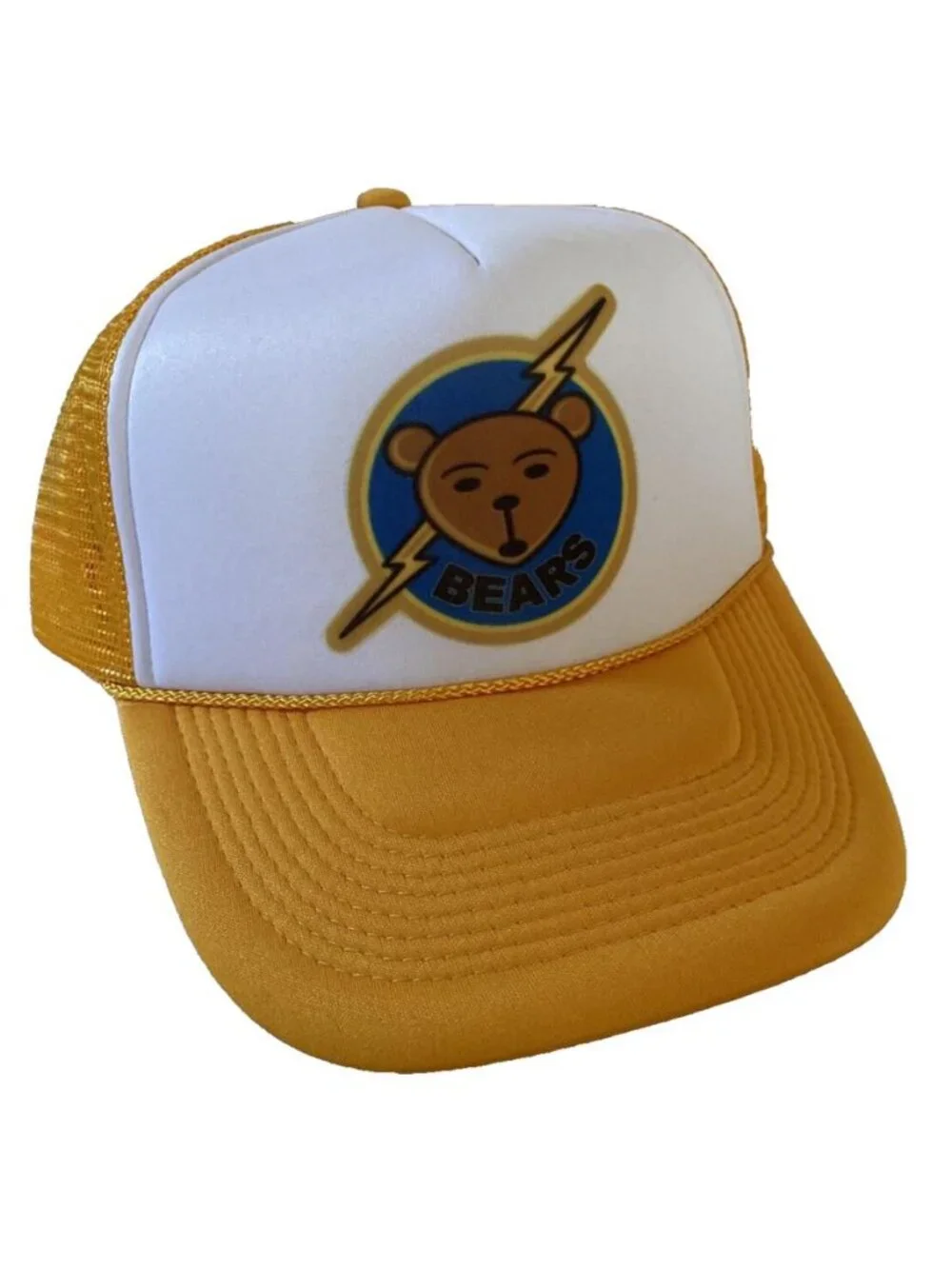Bad News Bears Hat Movie Costume Trucker Cap Yellow White Printed in USA Snapbac